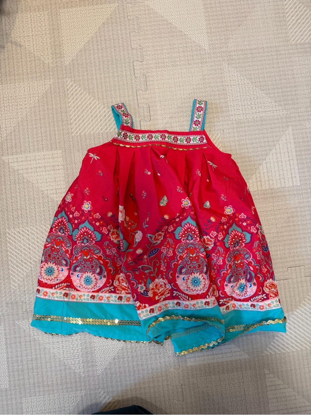 Monsoon Pink and Turquoise Floral Girls Sundress